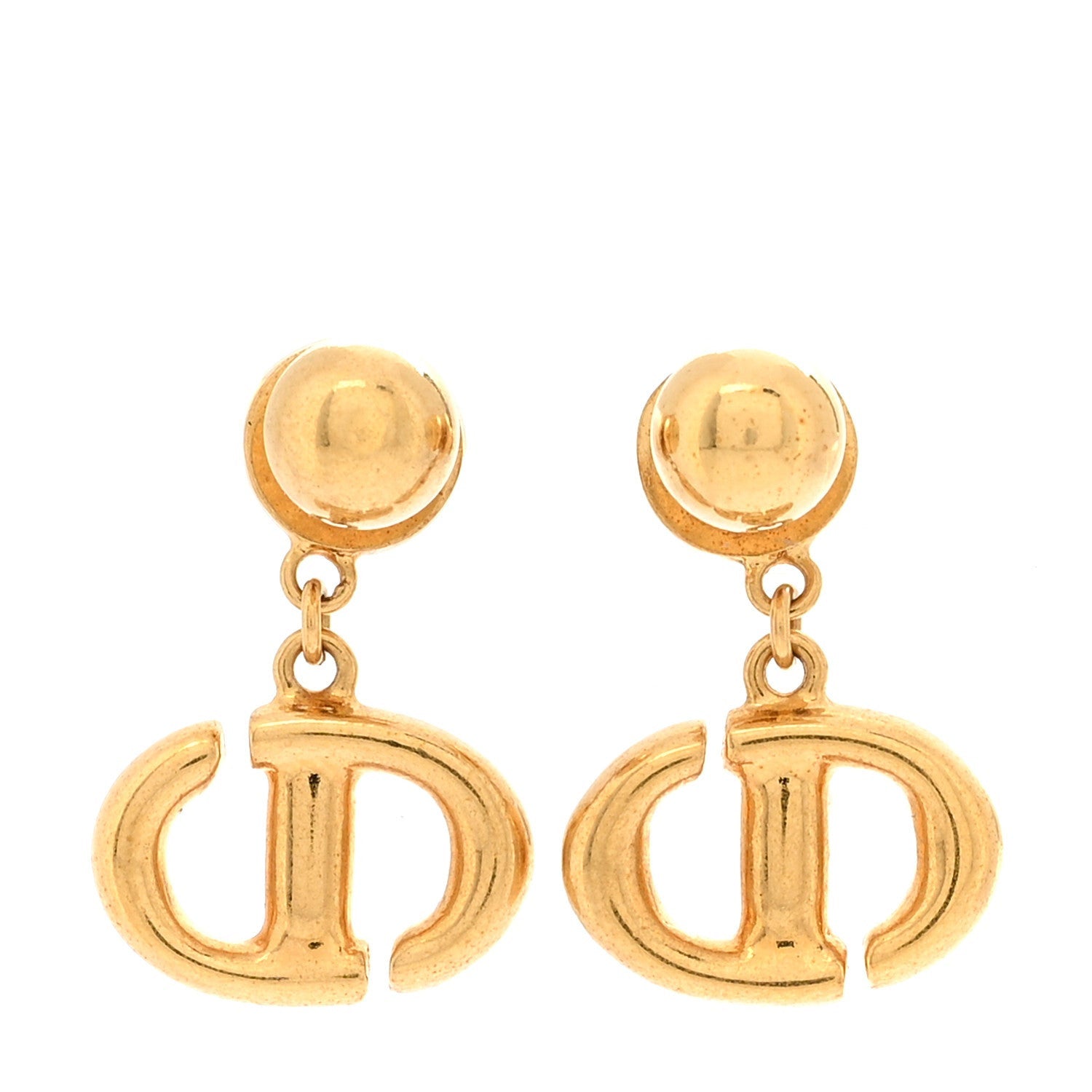 Christian Dior Metal Petit CD Drop Earrings Gold 1 of 5