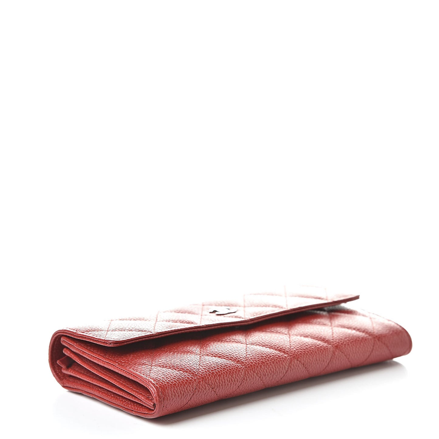 Caviar Quilted Large Gusset Flap Wallet Red