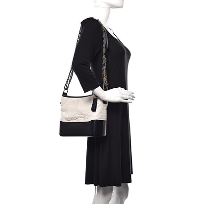 Chanel Aged Calfskin Quilted Large Gabrielle Hobo White Black 2 of 9