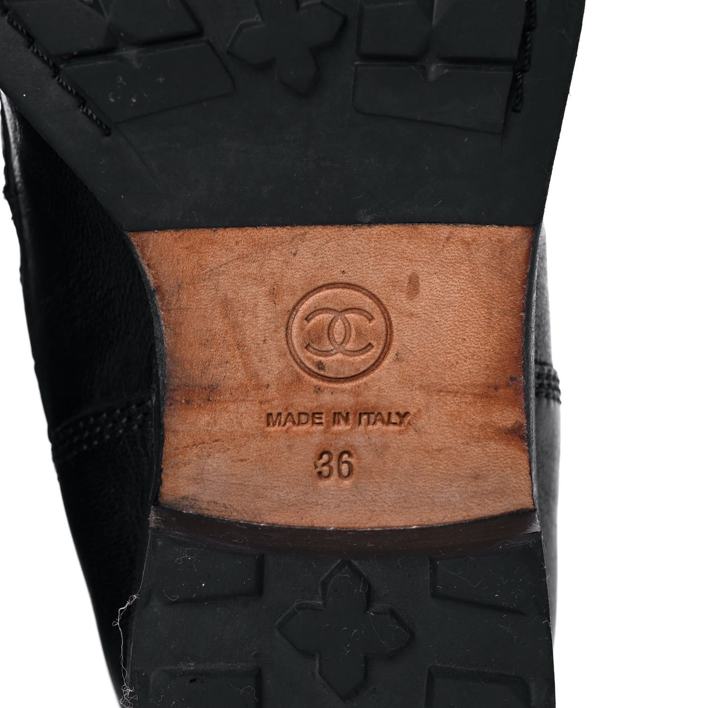 Calfskin Quilted Lace Up Combat Boots 36 Black