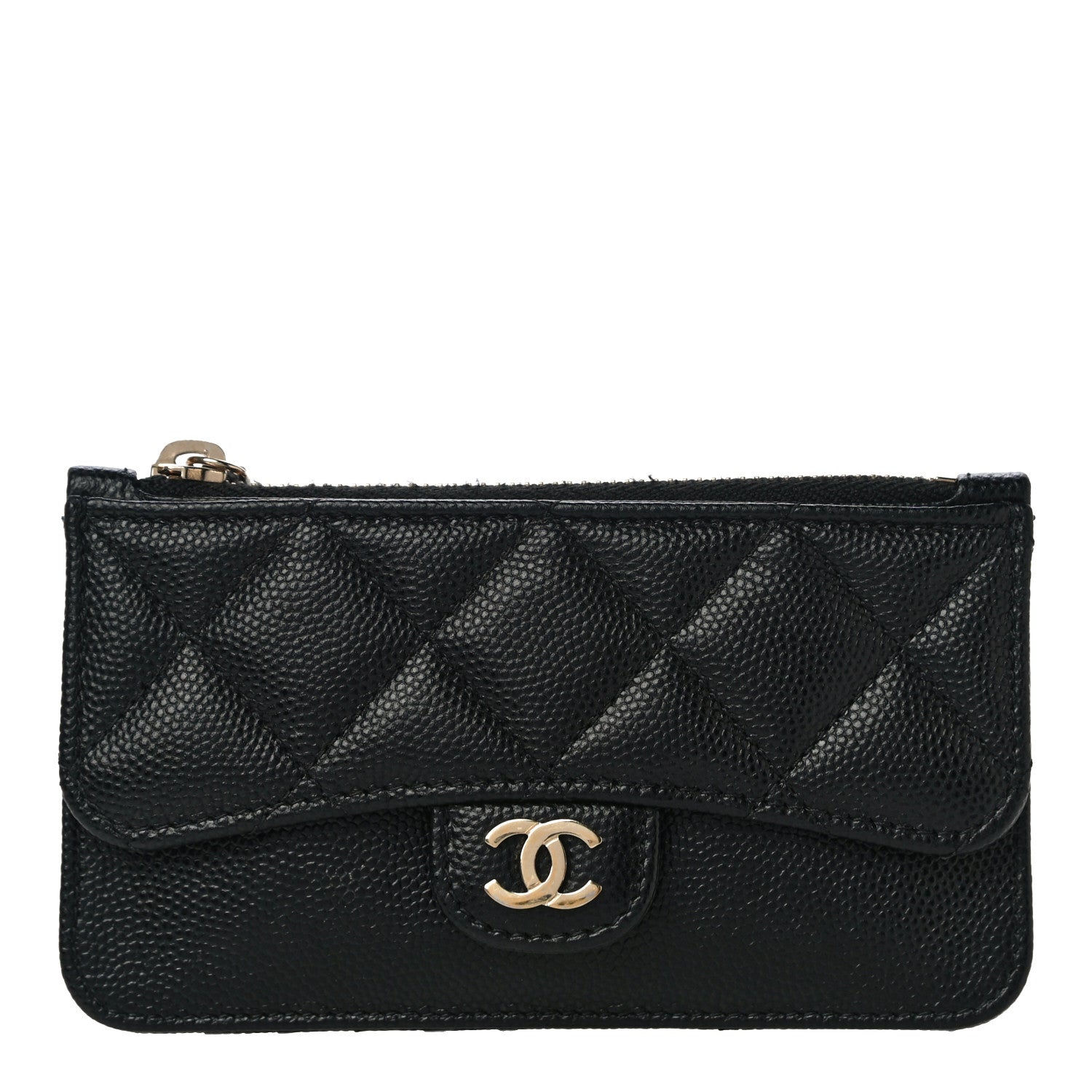 Chanel Caviar Quilted Flap Zip Card Holder Black 1 of 11