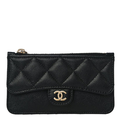 Chanel Caviar Quilted Flap Zip Card Holder Black 1 of 11