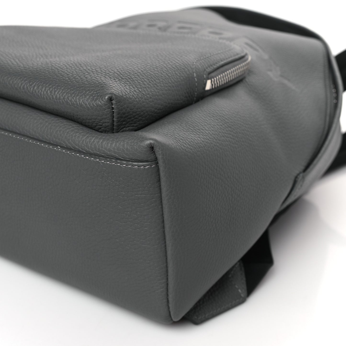 Calfskin Logo Embossed Backpack Charcoal Grey