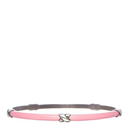 Tiffany Enamel Sterling Silver Signature X Bangle Bracelet Pink 1 of 4