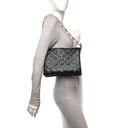 Louis Vuitton Lambskin Embossed Monogram Coussin PM Black 2 of 9