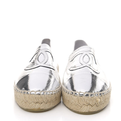 Chanel Laminated Goatskin CC Espadrilles 36 Silver 2 of 10
