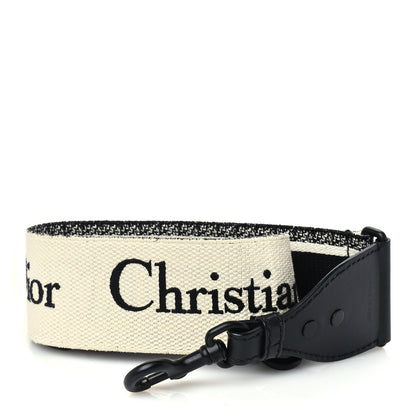 Christian Dior Canvas Embroidered Shoulder Strap Black 1 of 3
