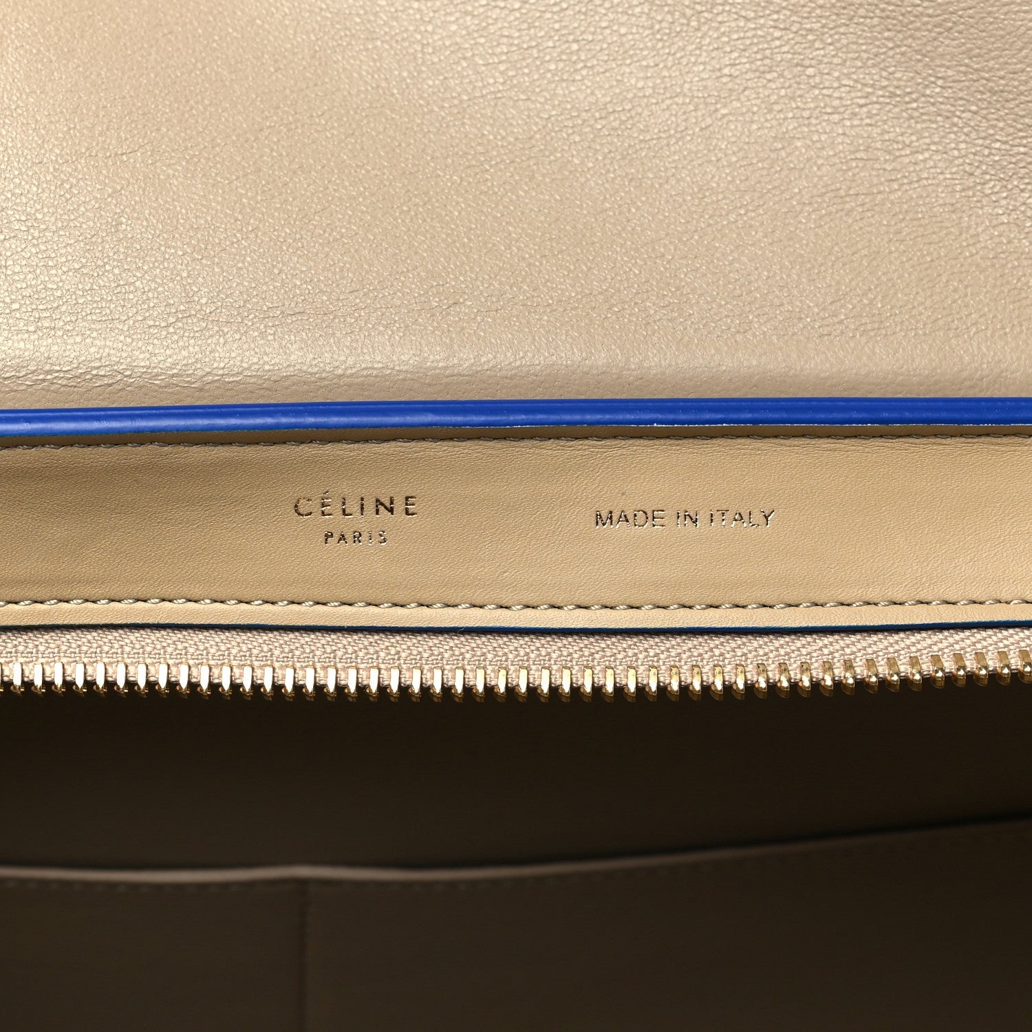 Celine Smooth Calfskin Medium Bi-Color Trapeze Beige Blue 6 of 7