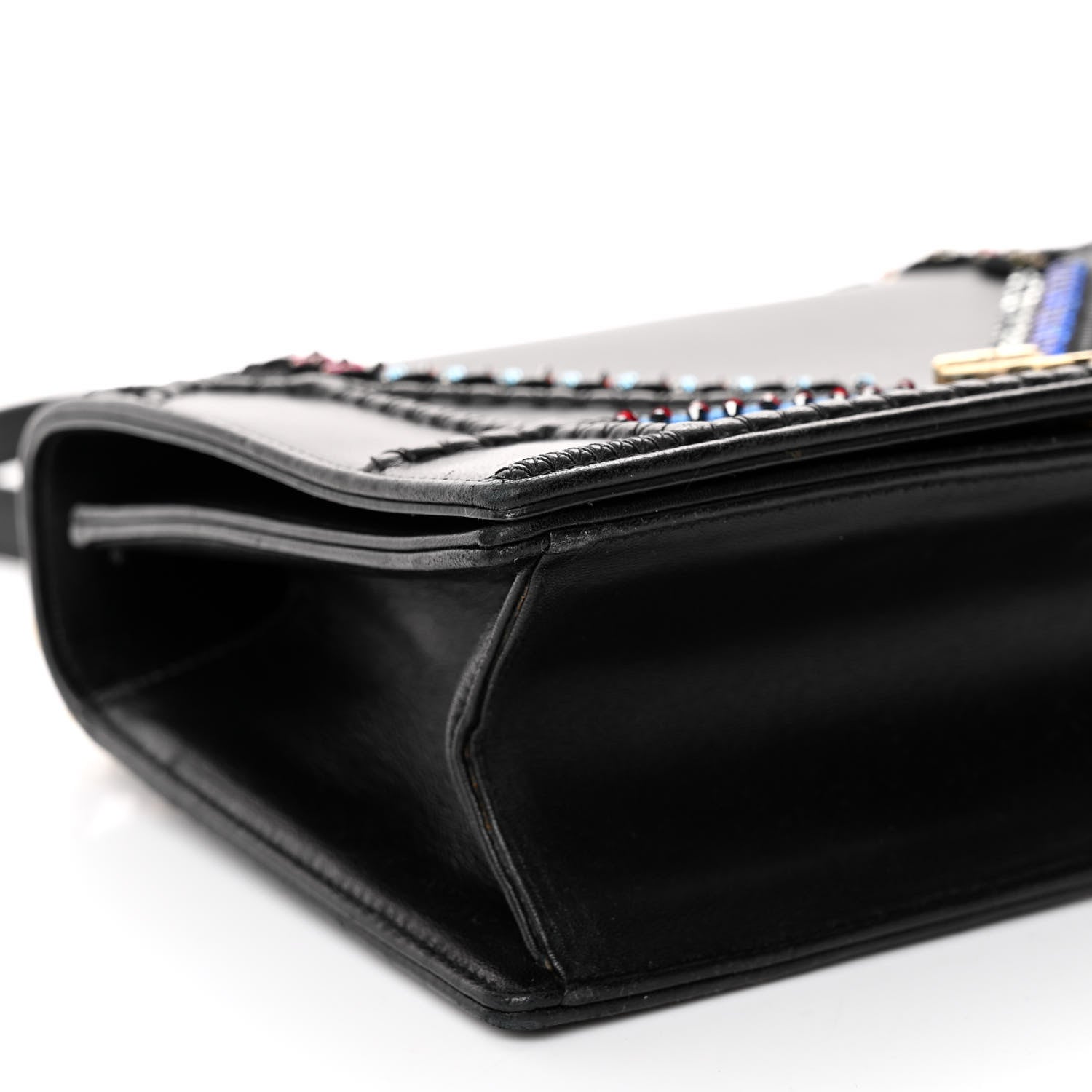 Christian Dior Calfskin Crystal Embroidered Medium Diorama Flap Bag Black 8 of 12