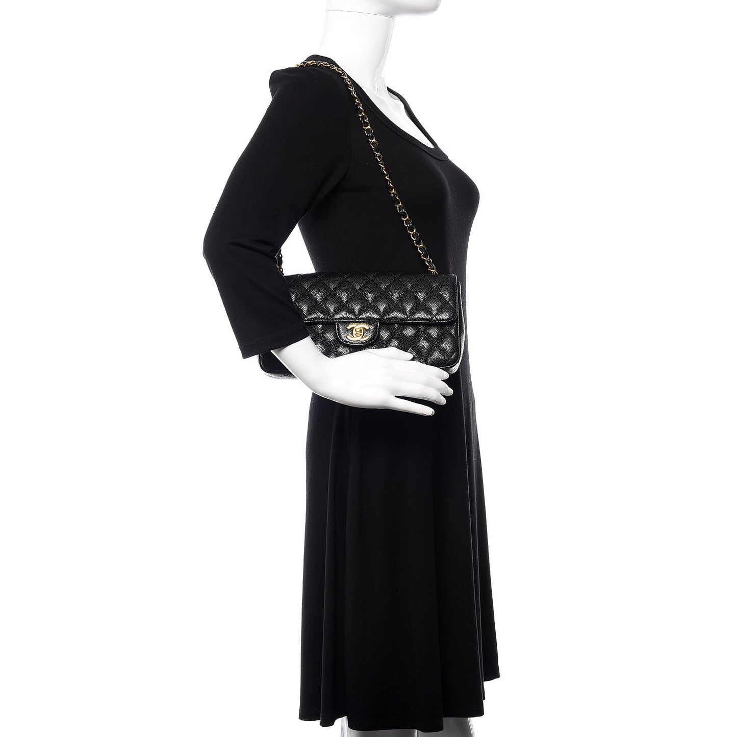 Caviar Quilted East West Flap Black