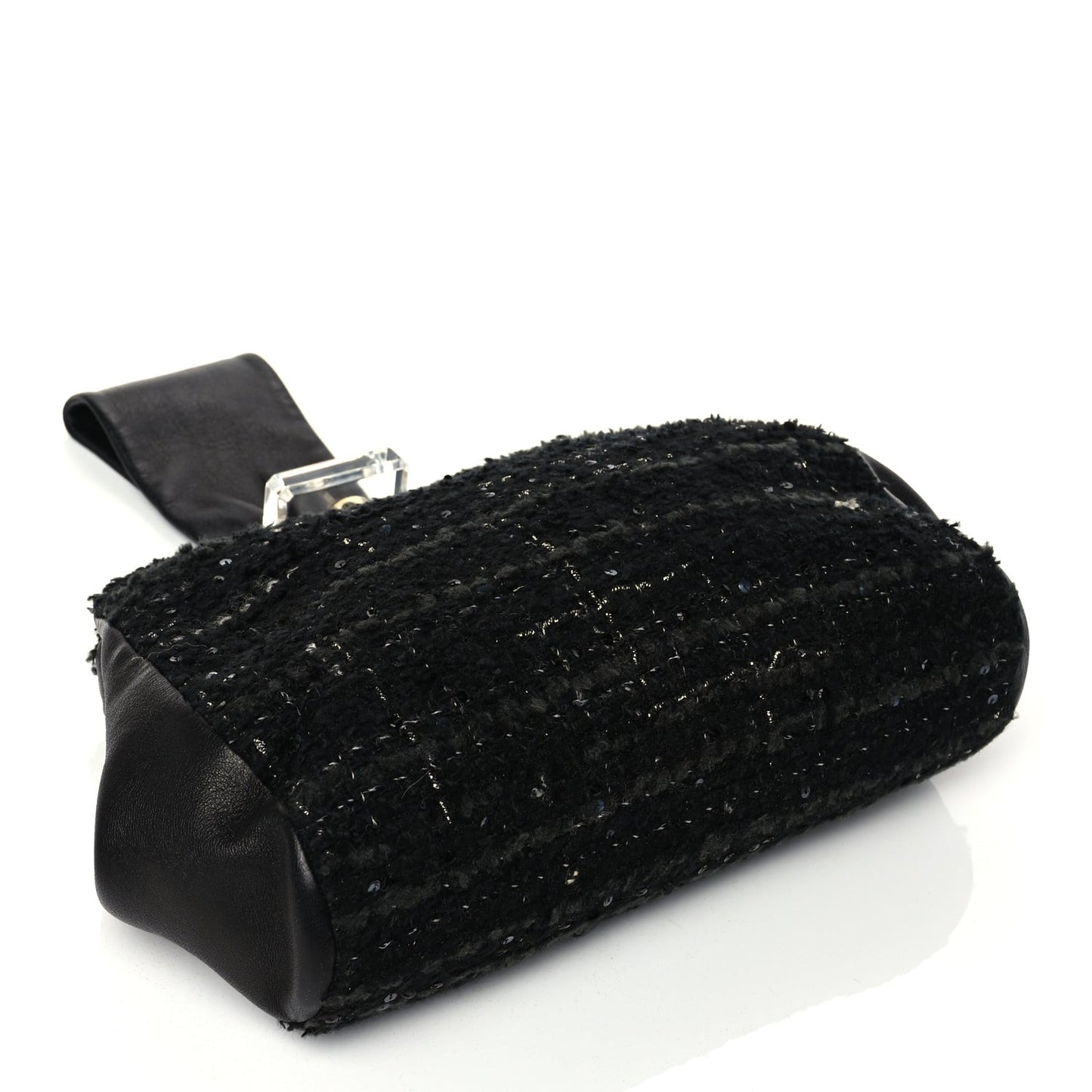 Tweed Lambskin Plexiglass CC Wristlet Black