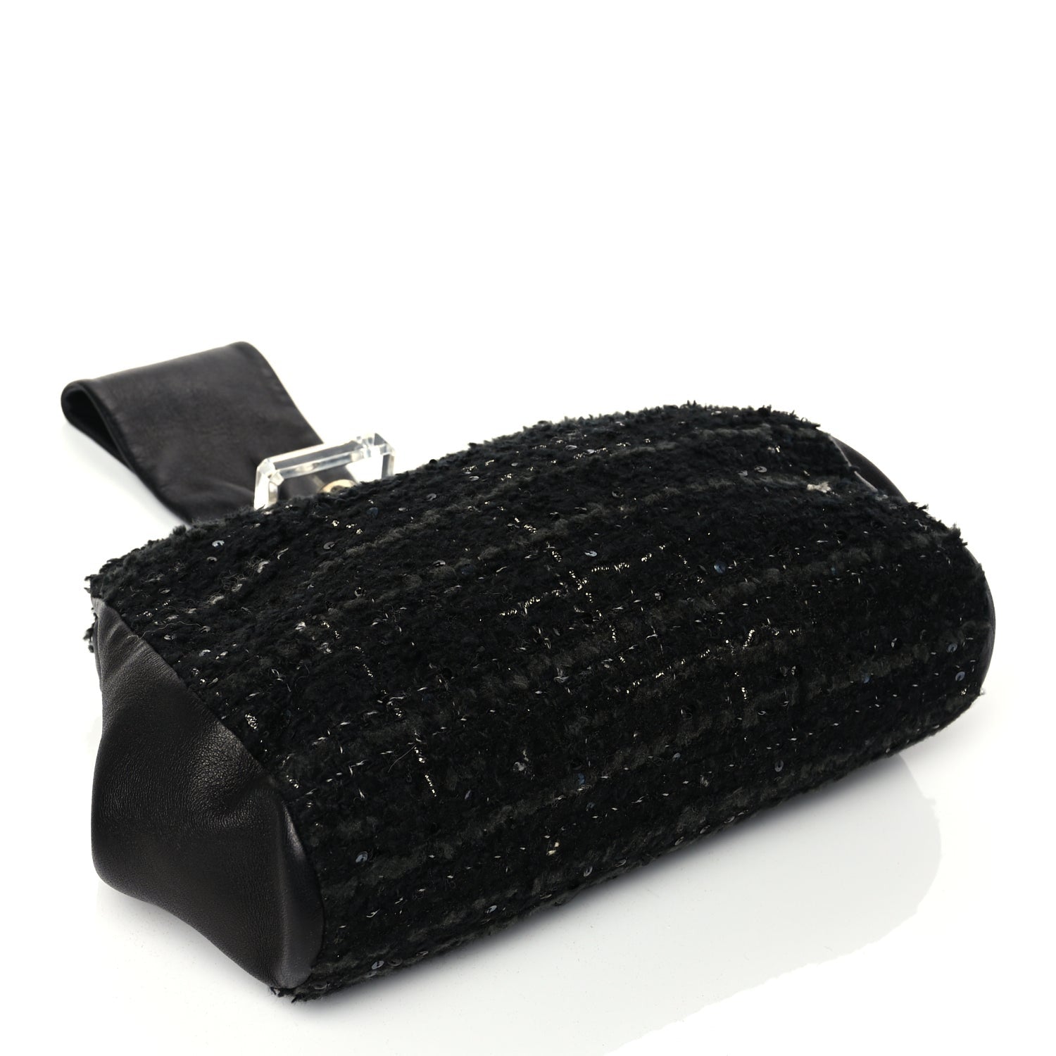 Chanel Tweed Lambskin Plexiglass CC Wristlet Black 3 of 8
