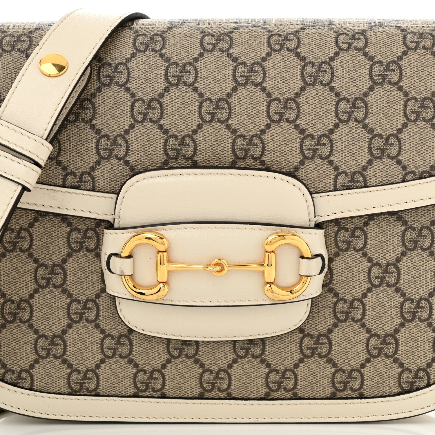 Gucci GG Supreme Monogram Horsebit 1955 Shoulder Bag Beige Mystic White 7 of 7