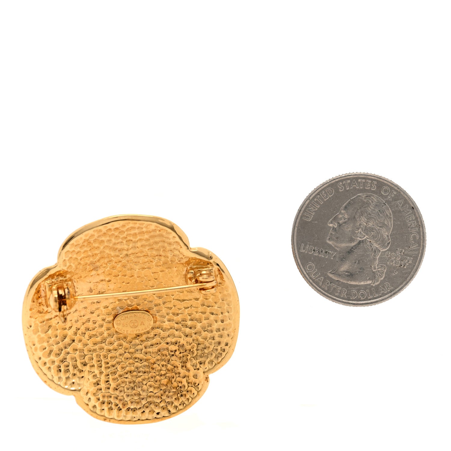 Chanel Metal CC Flower Brooch Gold 2 of 4