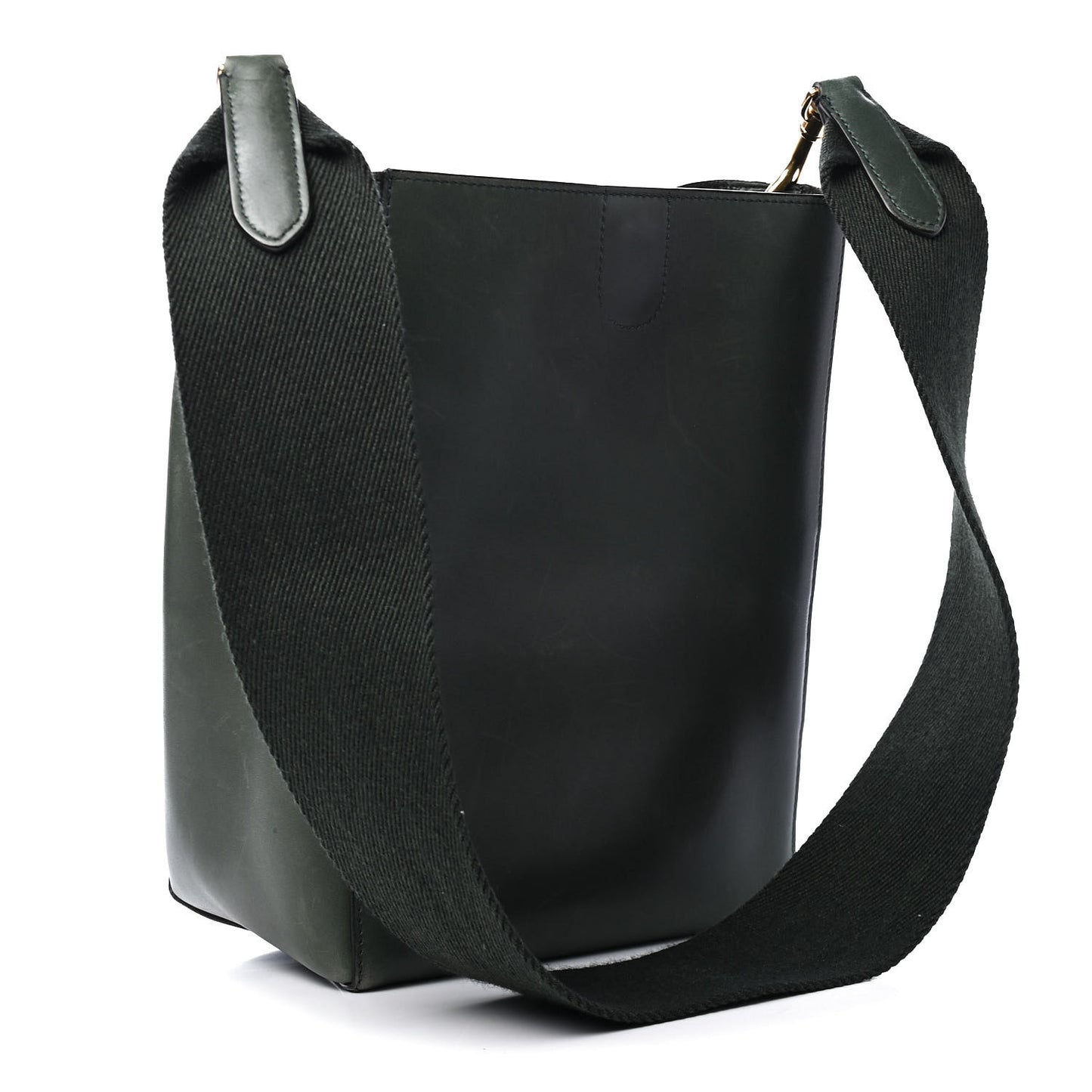 Smooth Calfskin Small Sangle Bucket Bag Dark Forest