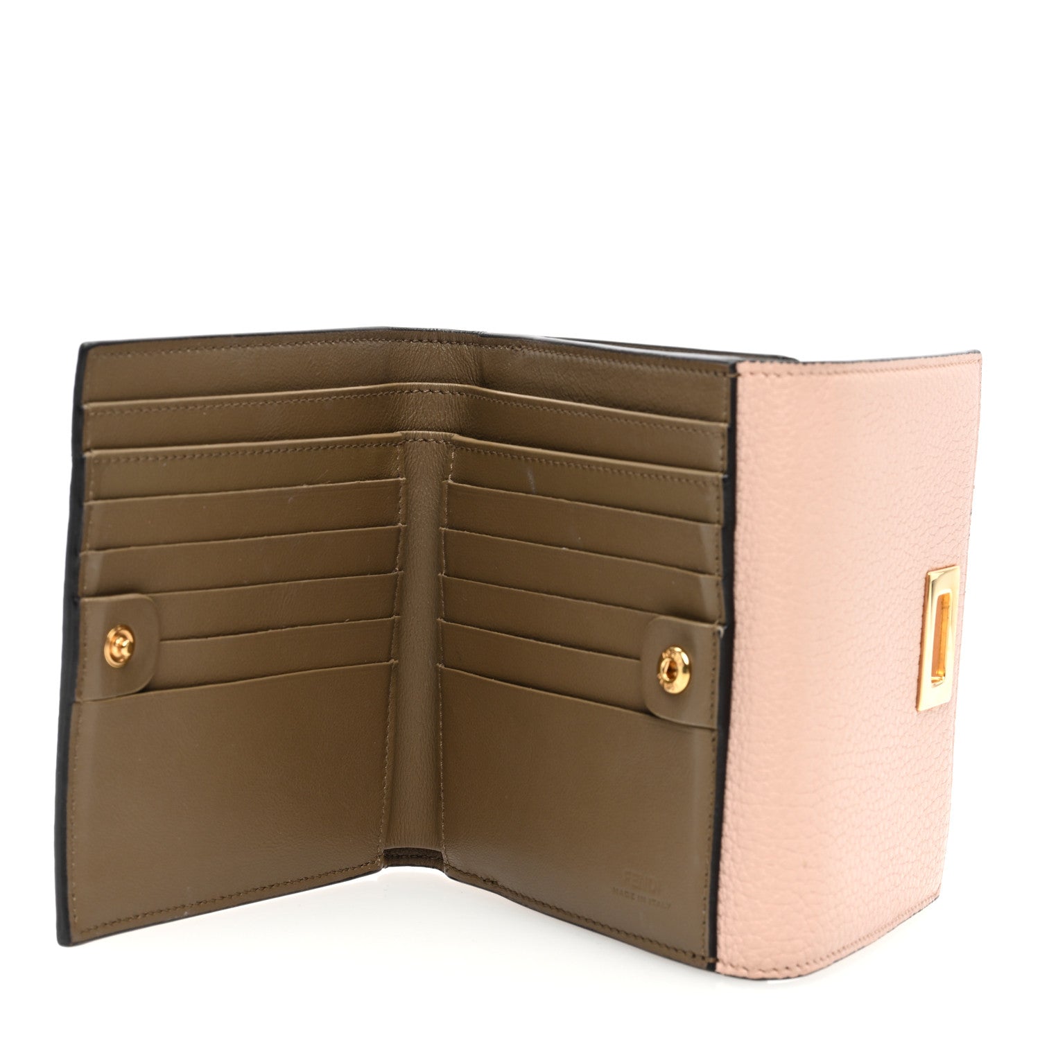 Fendi Cuoio Romano Vitello Grace Micro Peekaboo Tri-Fold Wallet Cipria Fango 5 of 7