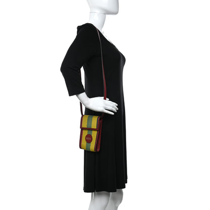 Gucci Canvas Marley Stripe Script Logo Mini Gucci 100 Crossbody Bag Red 2 of 9