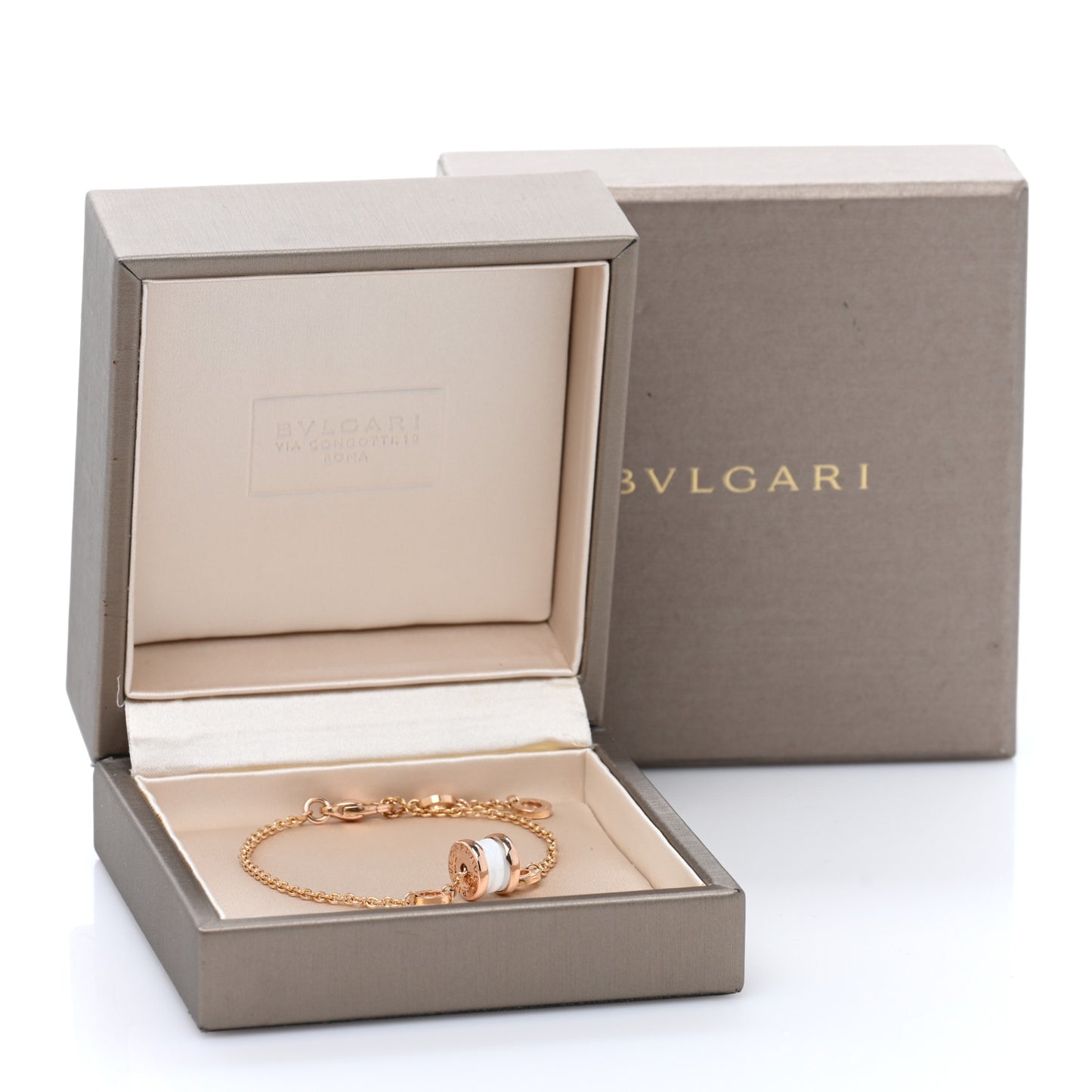 18K Rose Gold White Ceramic B.Zero1 Bracelet SM