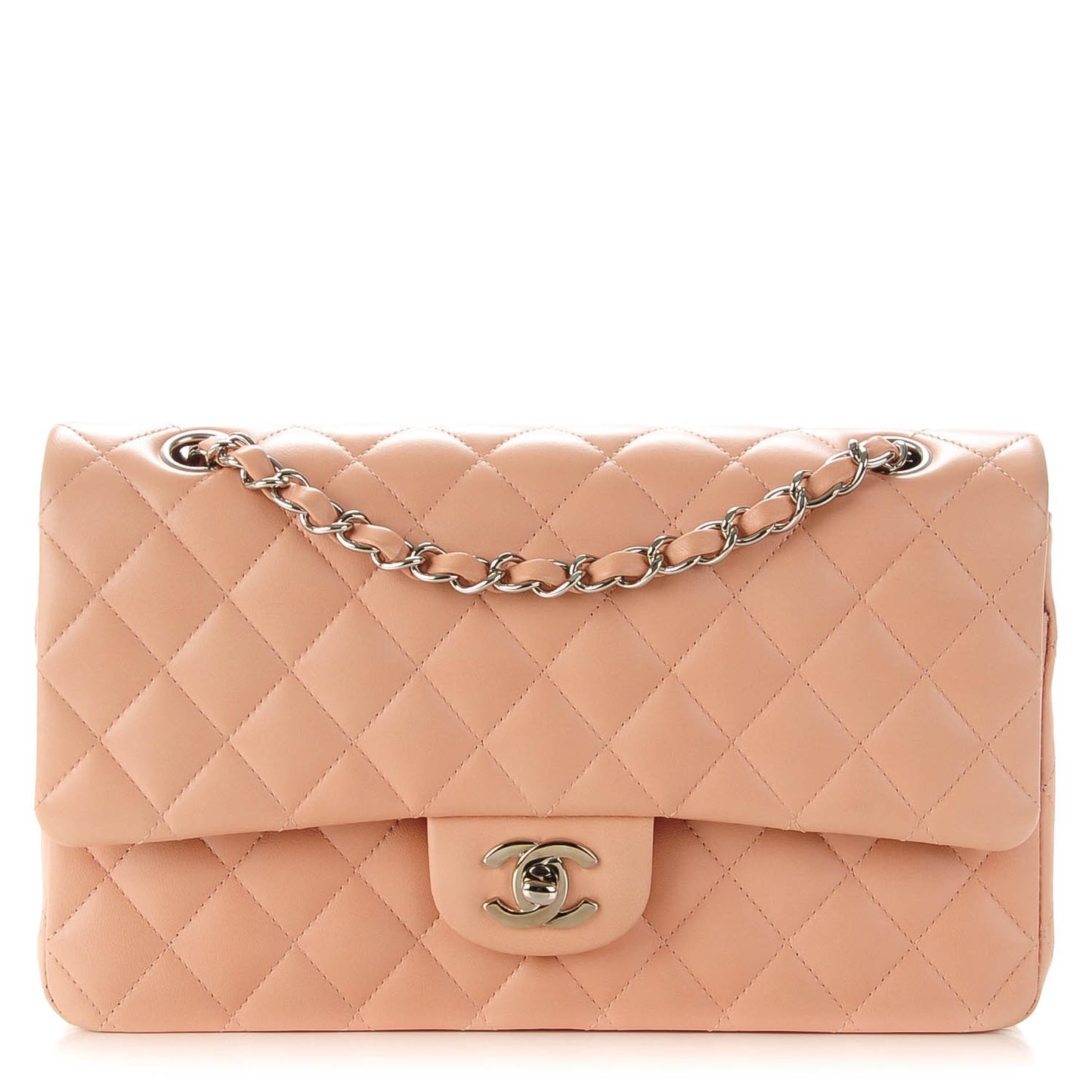 Lambskin Quilted Medium Double Flap Pink