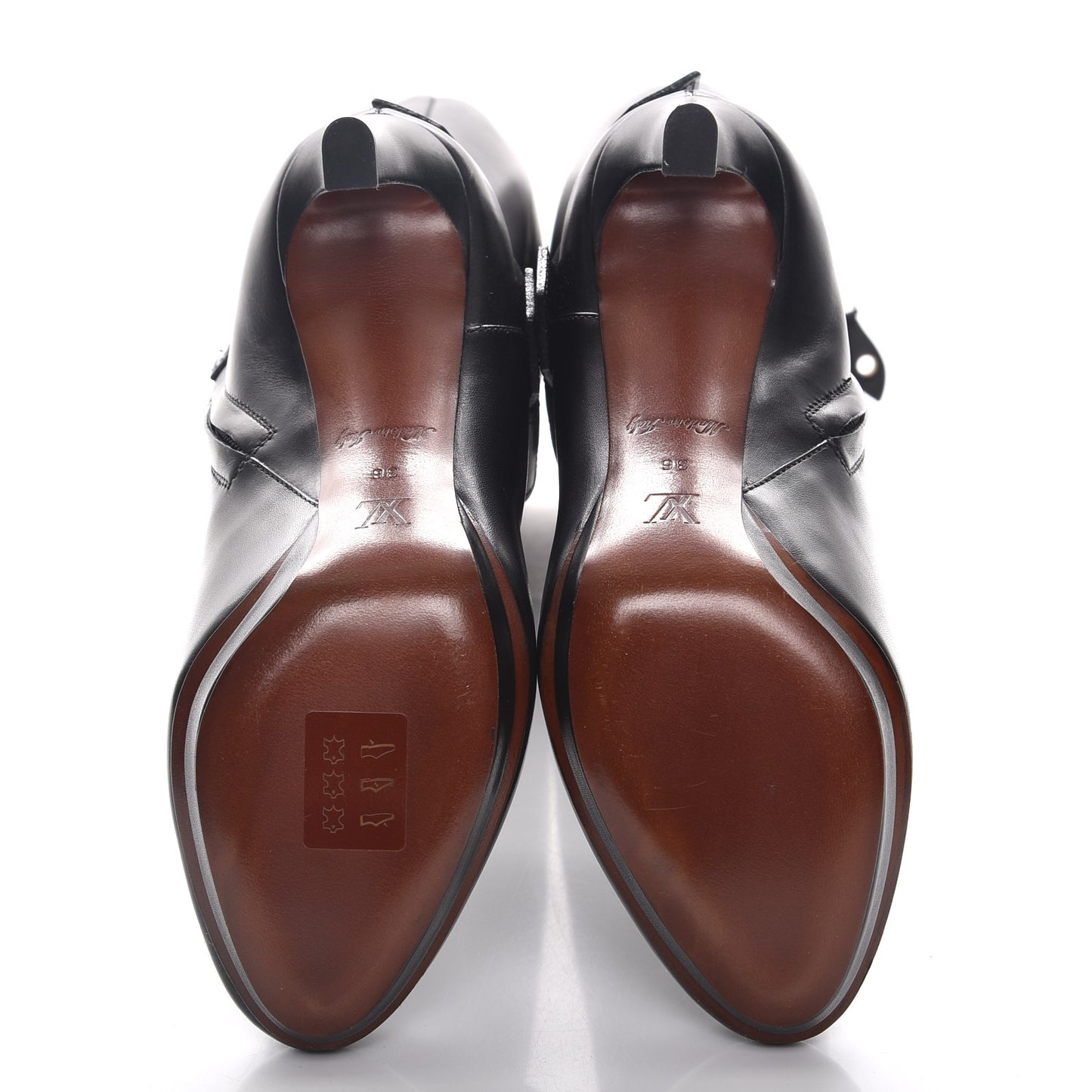 Calfskin Belted High Boots 36 Black