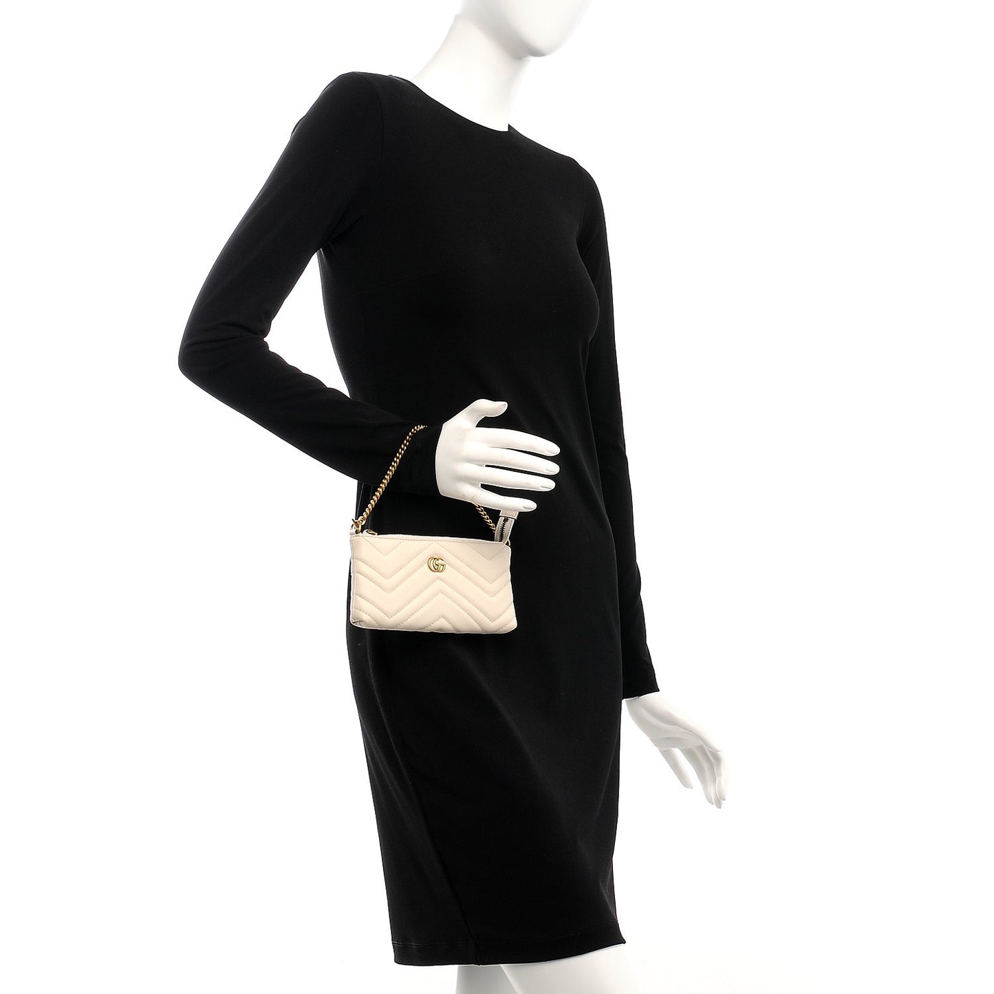 Calfskin Matelasse Mini GG Marmont Chain Bag White