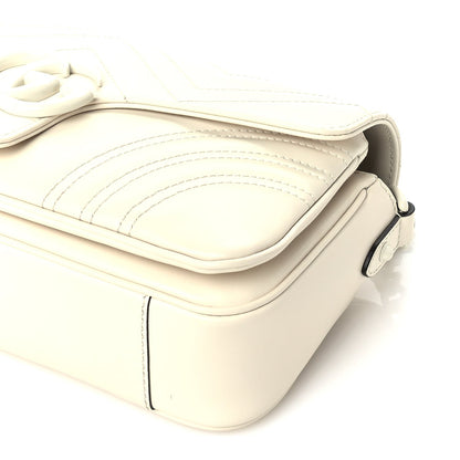 Gucci Calfskin Matelasse Monochrome GG Marmont Crossbody Shoulder Bag  White 8 of 8