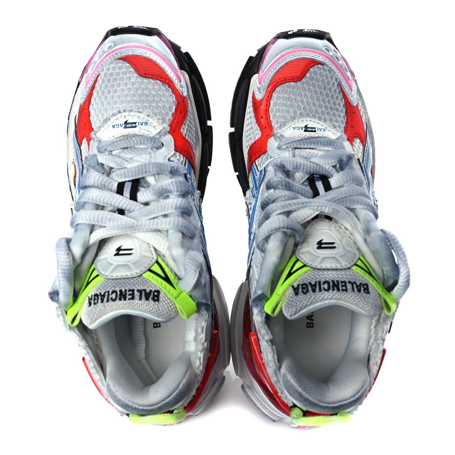 Mesh Rubber Womens Runner Sneakers 35 White Red Blue Pink