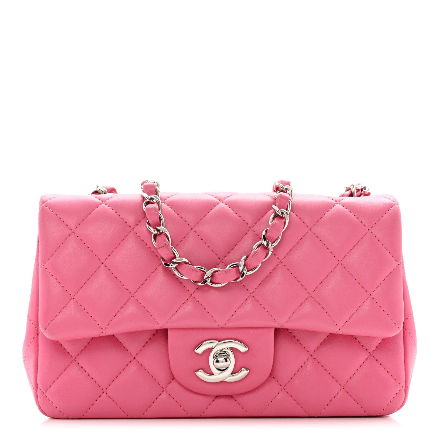 Chanel Lambskin Quilted Mini Rectangular Flap Pink 1 of 13