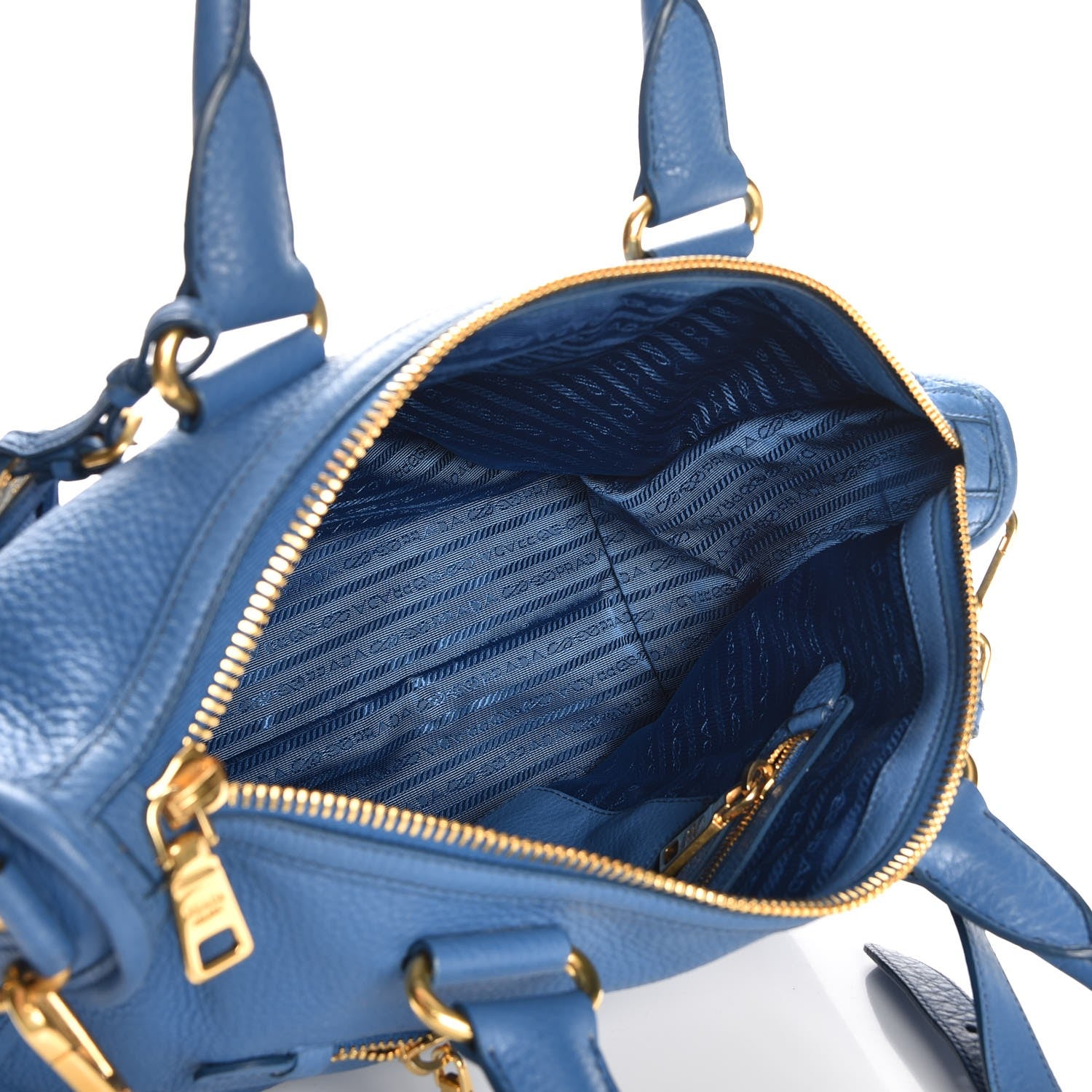 Prada Vitello Daino Shopping Satchel Cobalto 6 of 10