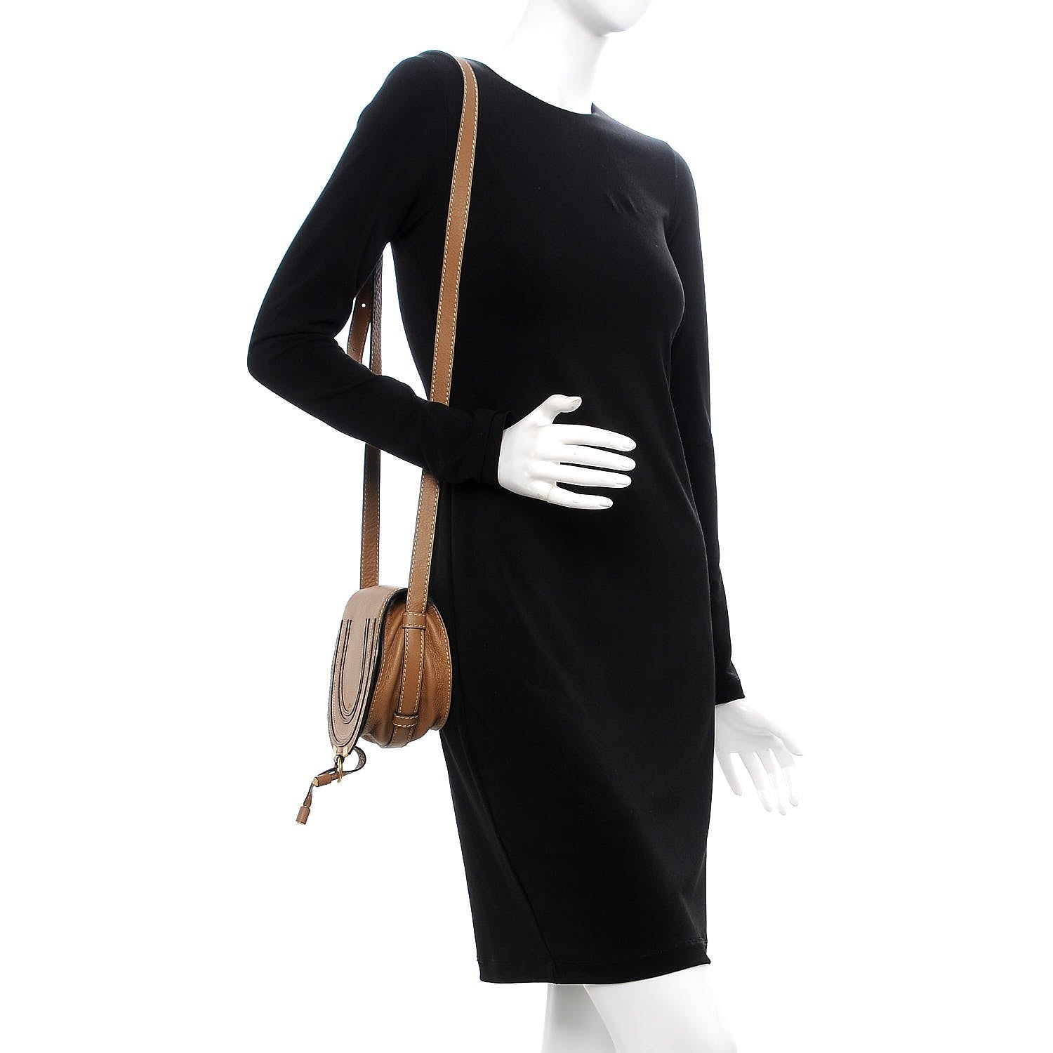 Chloe Calfskin Mini Marcie Round Crossbody Bag Nut 2 of 9