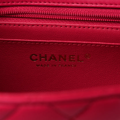 Chanel Lambskin Quilted Mini Top Handle Rectangular Flap Dark Pink 6 of 9