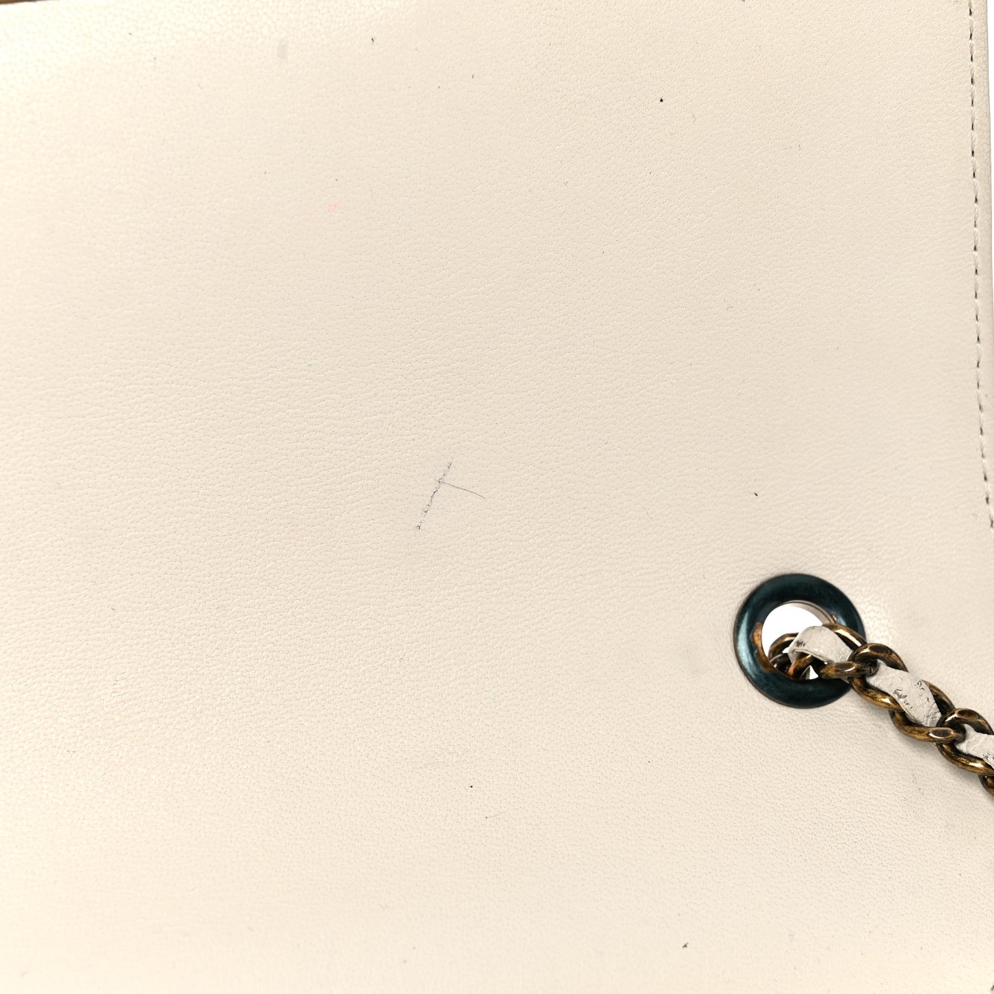 Sheepskin Quilted Mini Beauty Lock Flap White