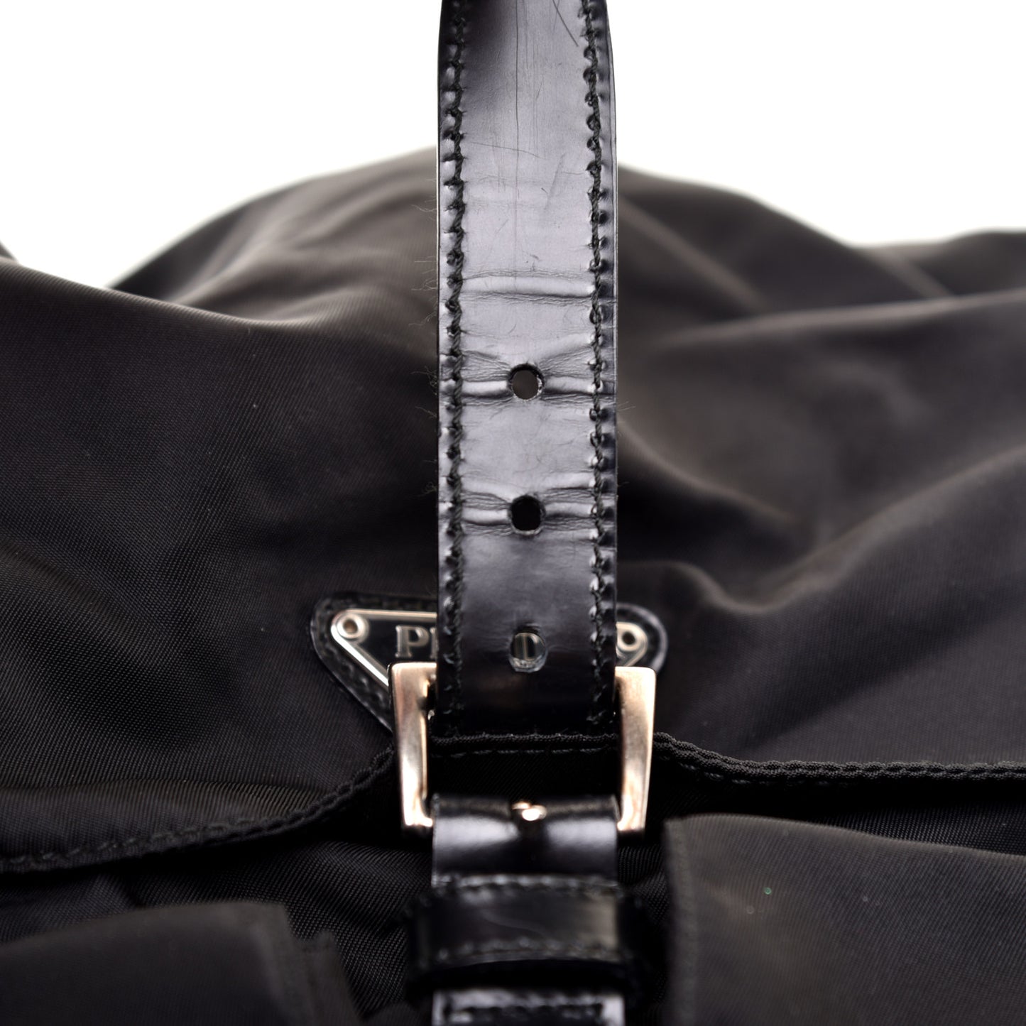 Tessuto Nylon Vela Saffiano Large Backpack Black