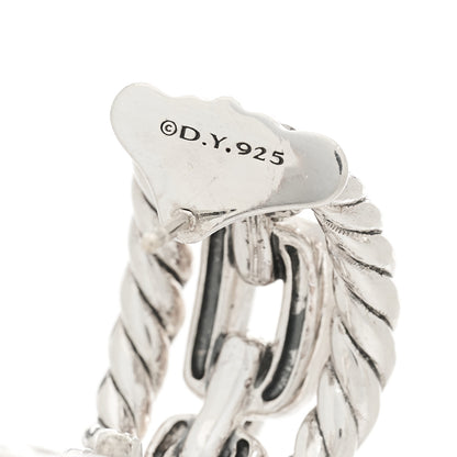 David Yurman Sterling Silver Diamond Wellesley Link Hoop Earrings 4 of 4