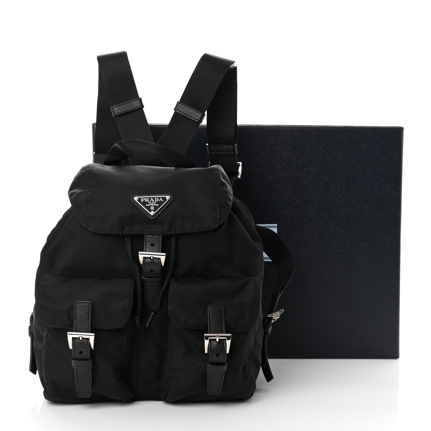 Prada Tessuto Nylon Saffiano Small Backpack Black 13 of 13
