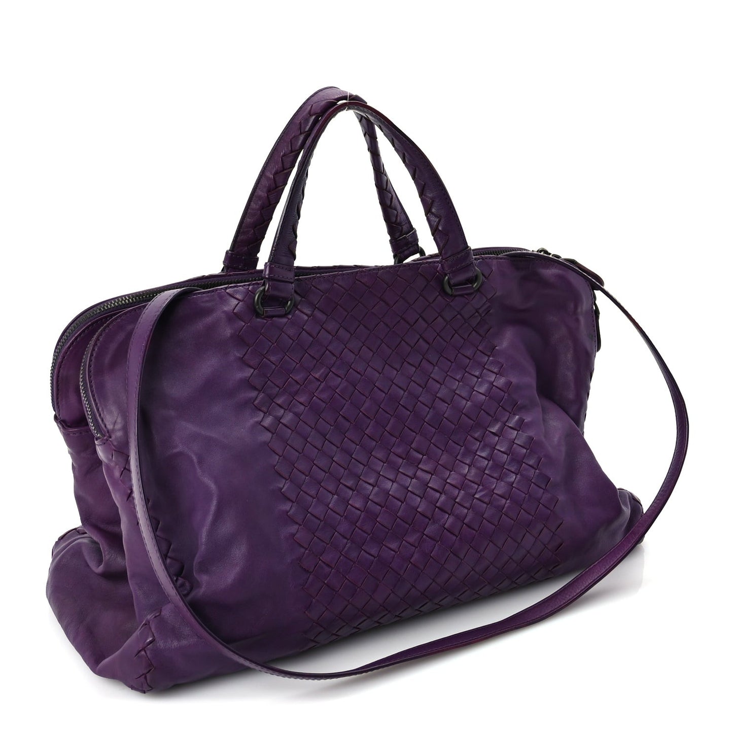 Calfskin Intrecciato Large Leggero Tote Purple