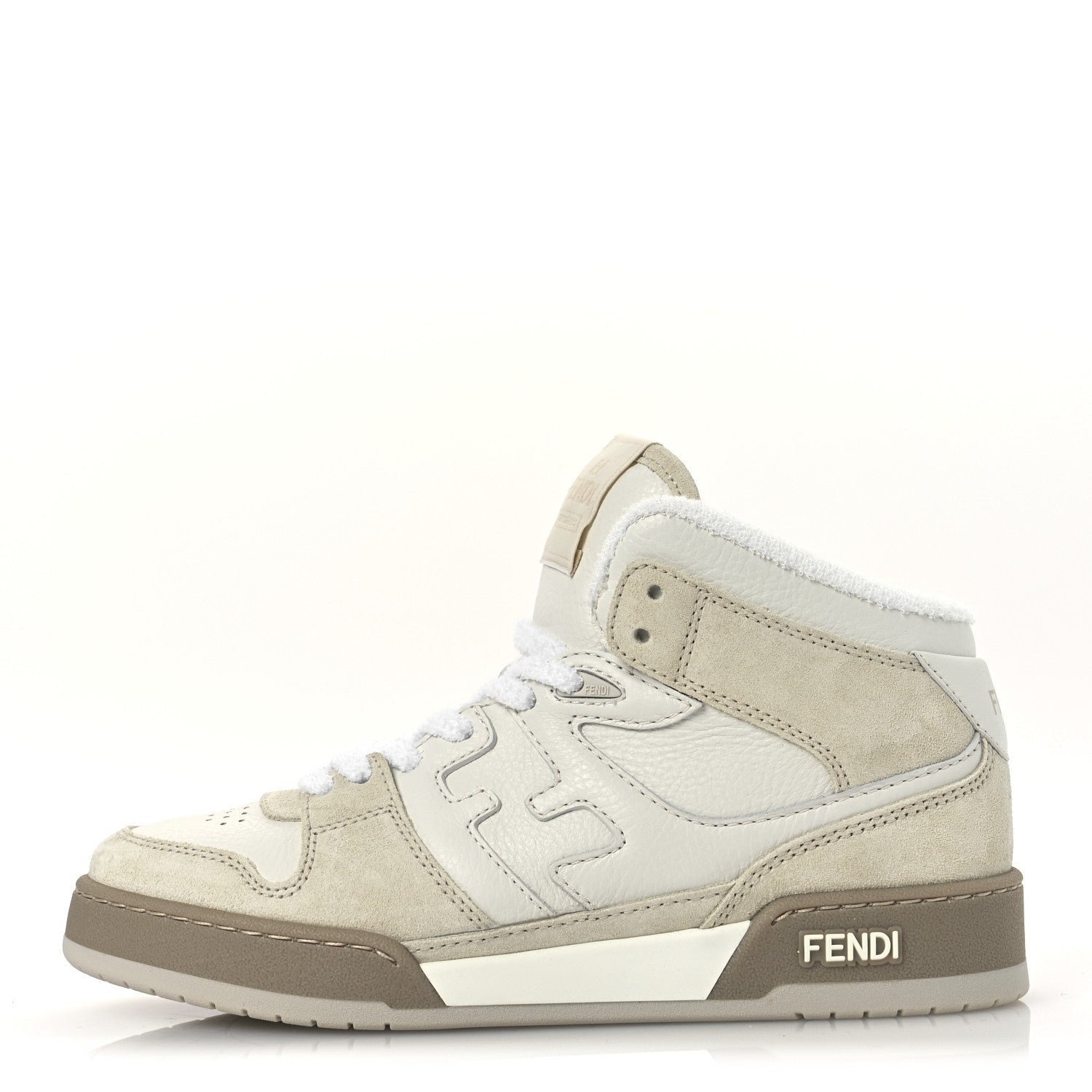 Fendi Suede Vitello Match High Top Sneakers 37 Ice White Ice  White 1 of 7