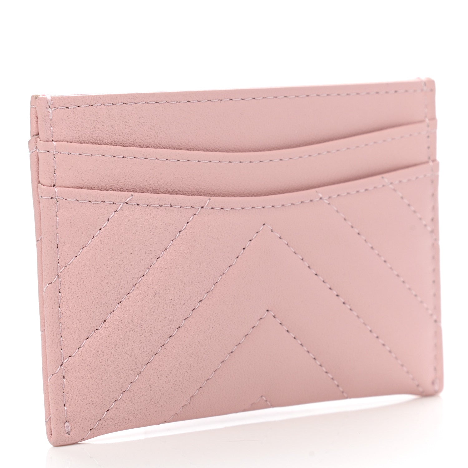 Chanel Lambskin Chevron Quilted Card Holder Light Pink 3 of 8
