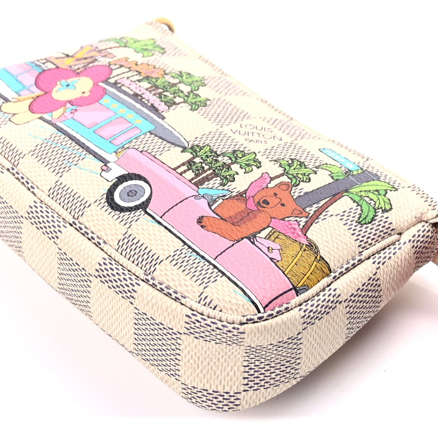Damier Azur 2021 Christmas Animation Hollywood Mini Pochette Accessories  Fuchsia