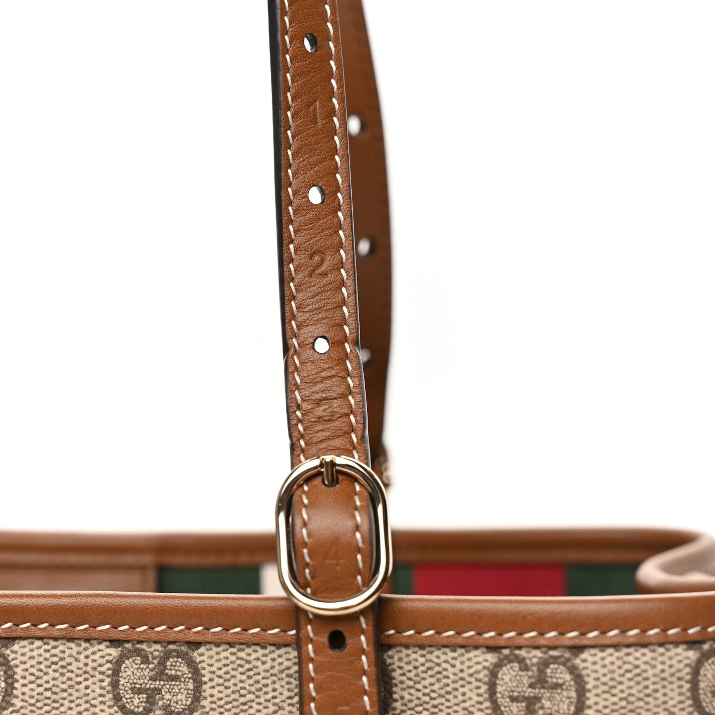GG Supreme Monogram Emblem Small Tote Bag Beige Dark Brown