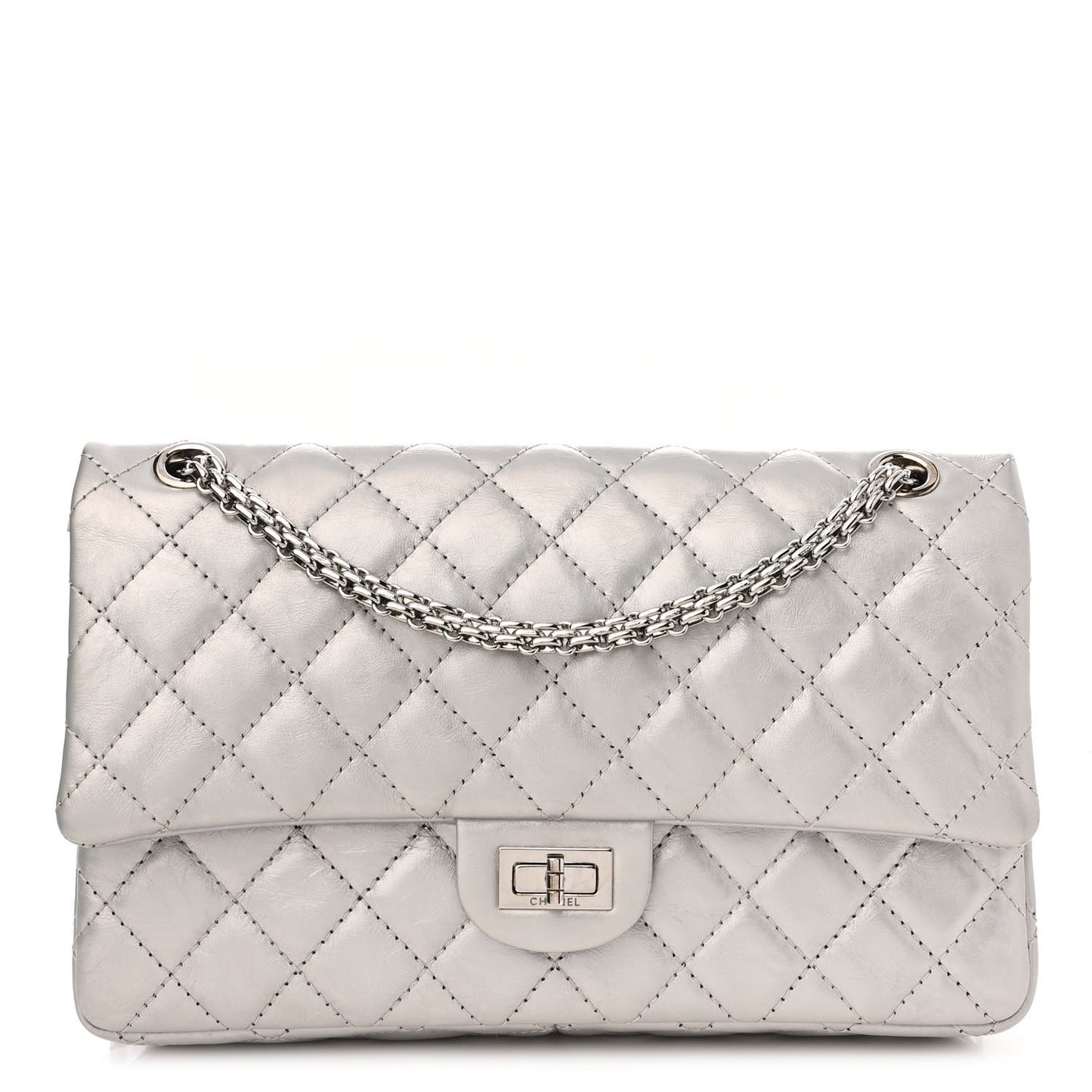 Metallic Lambskin Quilted 2.55 Reissue 226 Flap Silver
