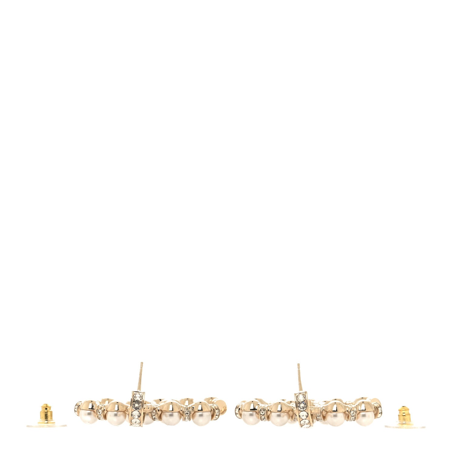 Chanel Pearl Crystal Nefertiti CC Drop Earrings Gold 3 of 5