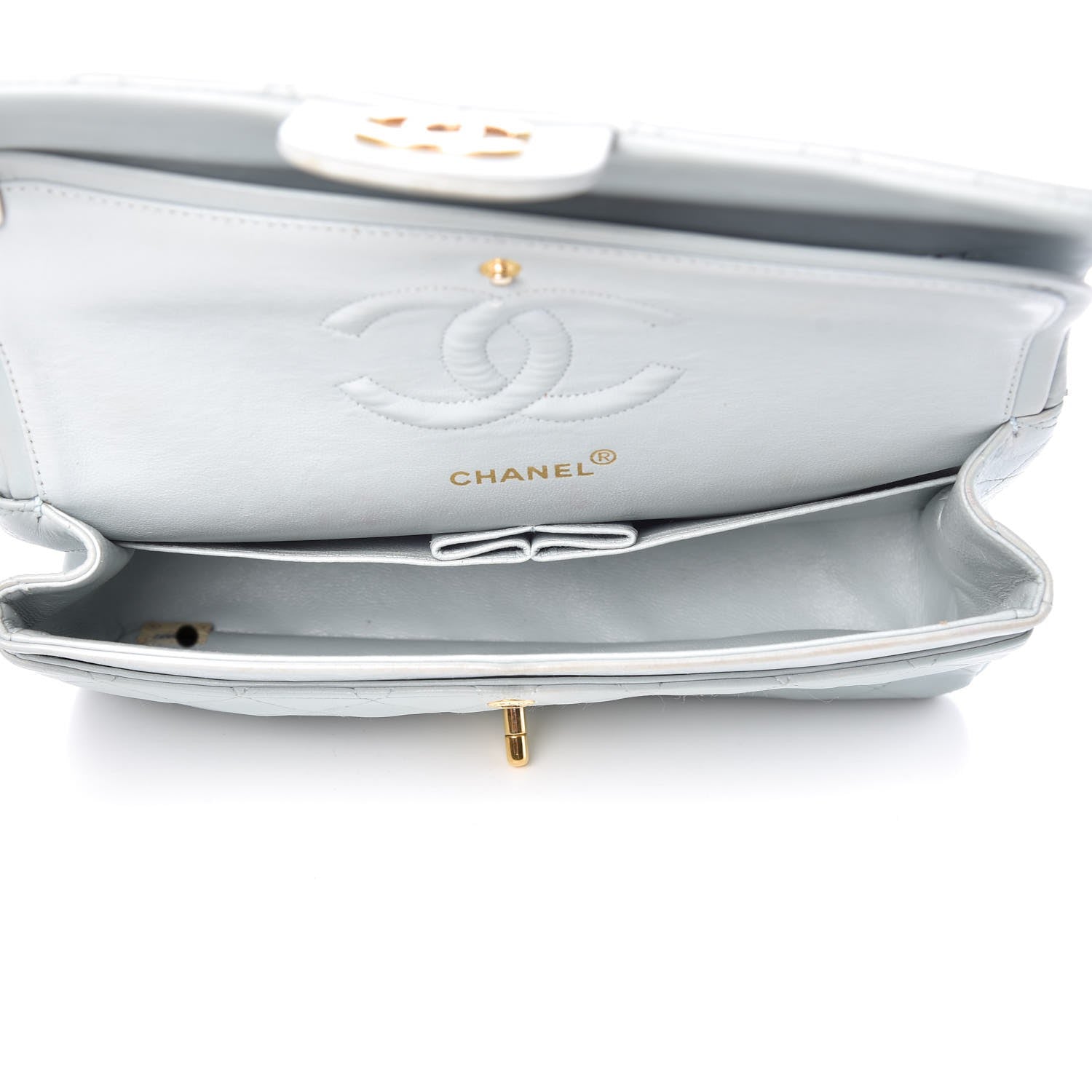 Chanel Lambskin Quilted Medium Double Flap Light Blue 5 of 14