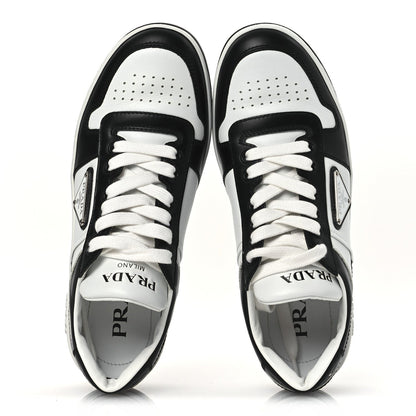 Prada Vitello Sport Spazzolato Rois Metal Triangle Logo Downtown Low Top Sneakers 37.5 White Black 2 of 7