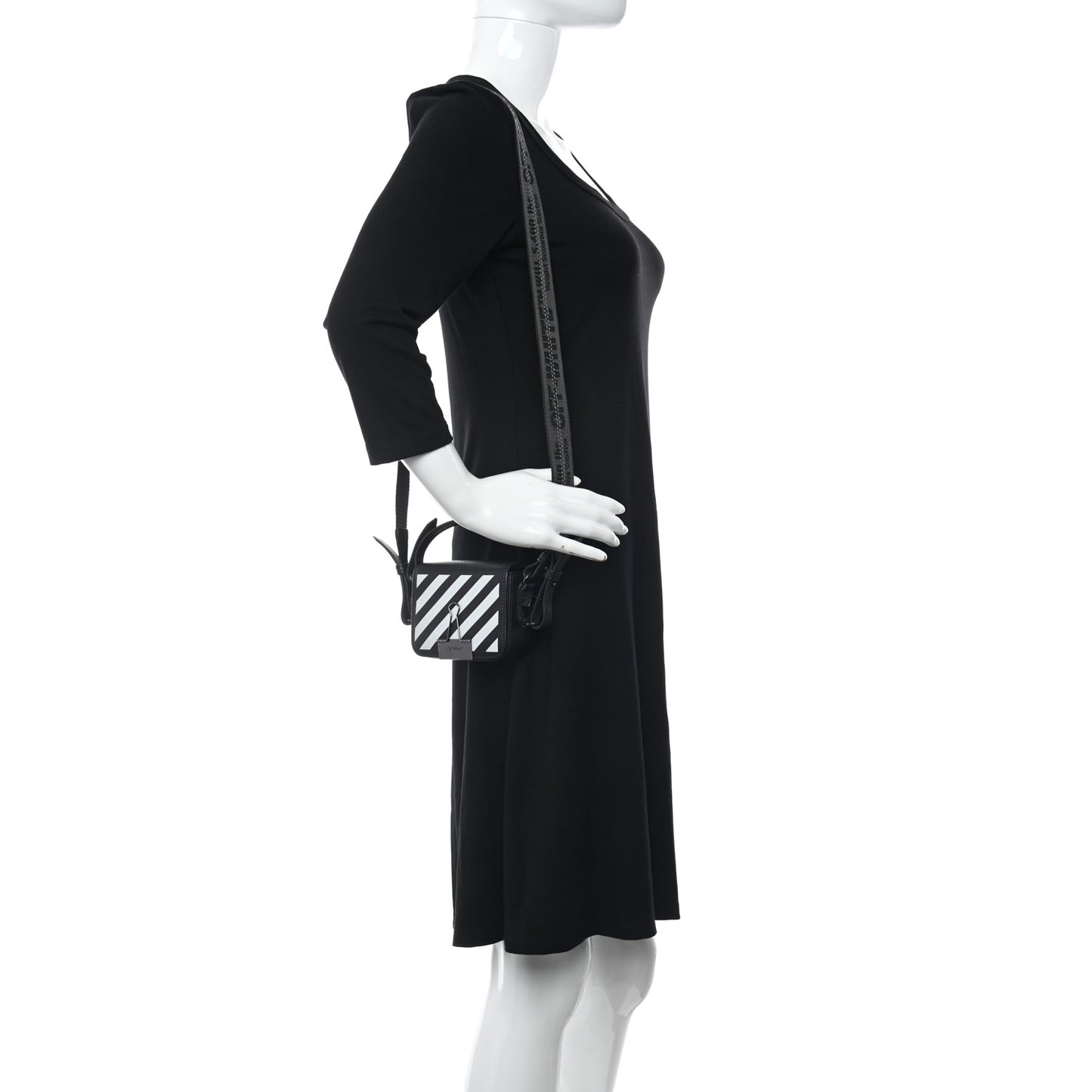 Calfskin Diag Belt Bag Black White