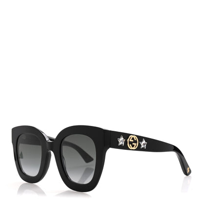 Gucci Acetate Crystal Star Round Frame Sunglasses GG0208S Black 1 of 7