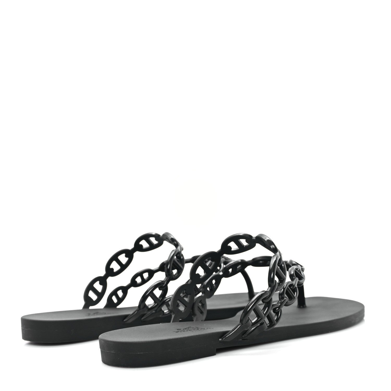 Hermes Rubber Chaine d'Ancre Rivage Sandals 38 Black 5 of 7