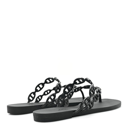 Hermes Rubber Chaine d'Ancre Rivage Sandals 38 Black 5 of 7