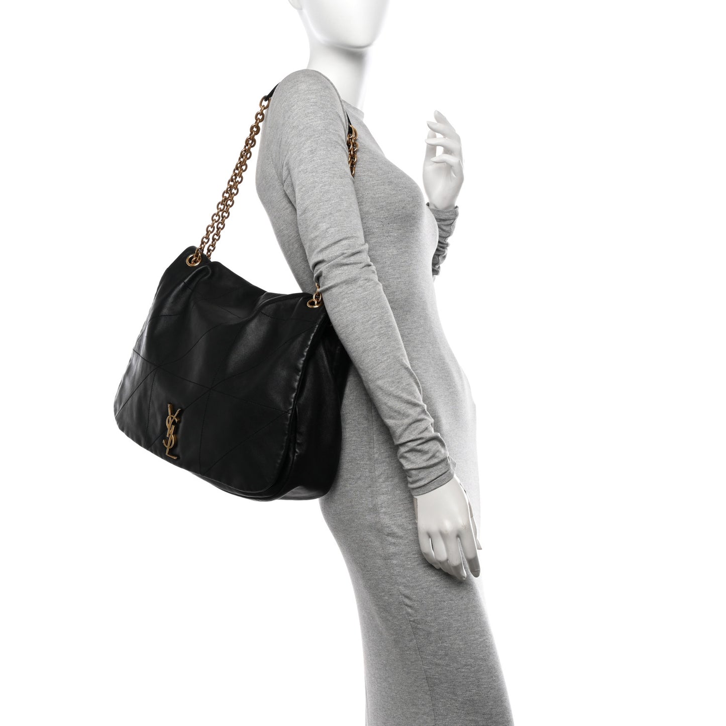 Lambskin Matelasse Monogram Large Jamie 4.3 Black