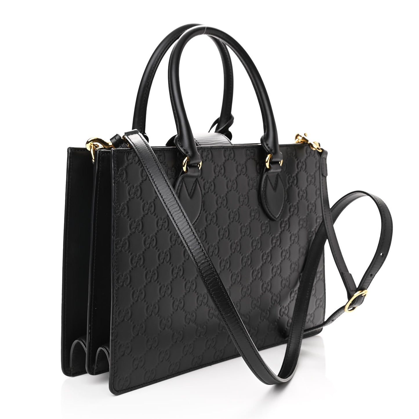 Guccissima Signature Padlock Double Handle Bag Black